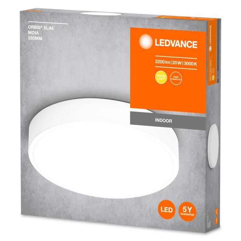 LEDVANCE Orbis Flache LED-Deckenleuchte Slim Moia 28cm weiß 20W Warmweißes Licht